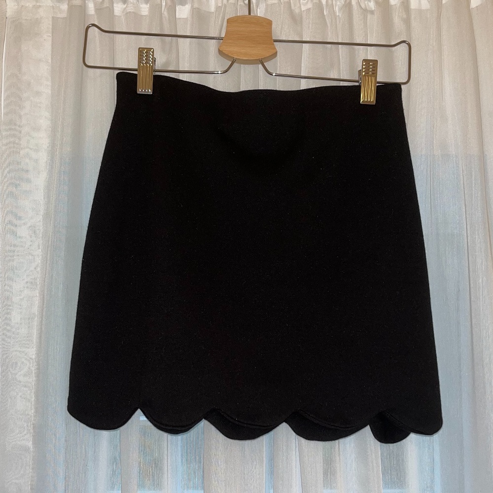 Topshop Black Mini Skirt with Scallop Hem